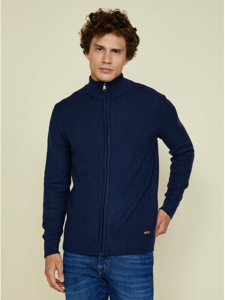 ZOOT.lab Dunkelblaue Herren Strickjacke mit Reißverschluss und Stehkragen ZOOT.lab Brad