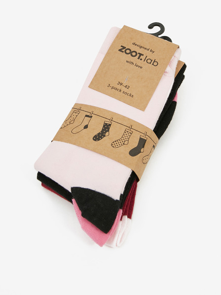 ZOOT.lab Set aus drei Paar Damensocken in Hellrosa, Schwarz und Burgunderrot ZOOT.lab