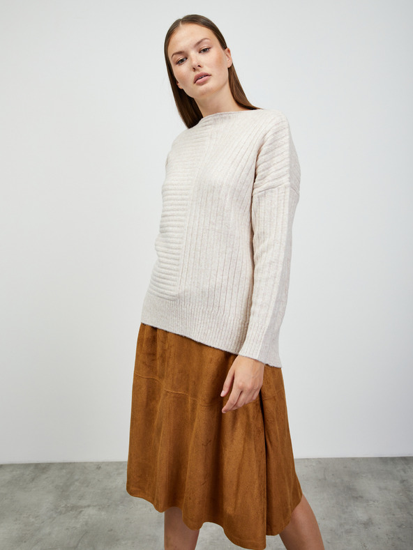 ZOOT.lab Beigefarbener Damen-Rippstrickpullover ZOOT.lab Natacha