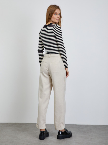 ZOOT.lab Cremefarbene gestreifte Damenhose ZOOT.lab Deliza