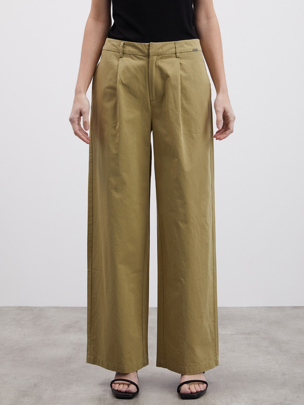 ZOOT.lab Khakifarbene Damen-Hose mit weitem Bein ZOOT.lab Tersita