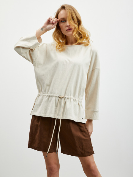 ZOOT.lab Cremefarbenes Oversized-Sweatshirt mit Kordelzug in der Taille ZOOT.lab