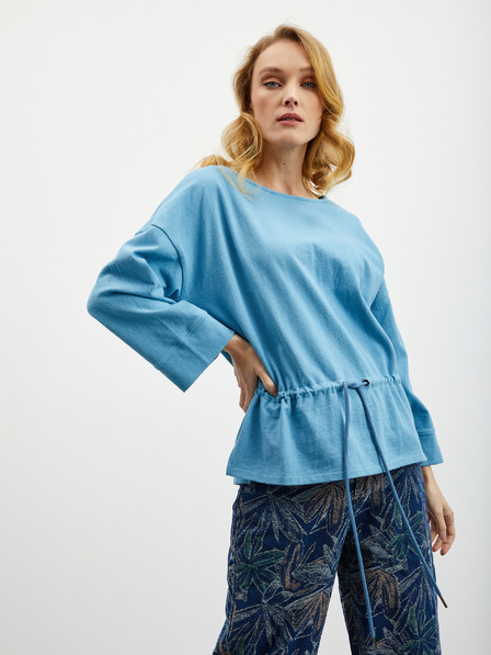 ZOOT.lab Hellblaues Damen-Sweatshirt in Übergröße mit Taillenzug ZOOT.lab Sash