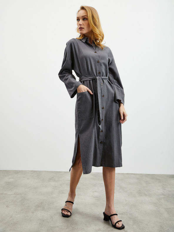 ZOOT.lab Dunkelgraues Hemdkleid mit Leinen ZOOT.lab Darsha