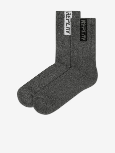 Replay Zwei Paar dunkelgraue Herrensocken von Replay