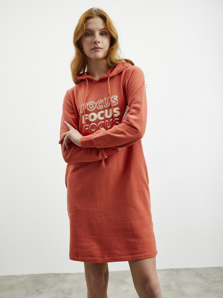 ZOOT.lab Korallfarbenes Damen-Kapuzen-Sweatshirt-Kleid mit Druck ZOOT.lab Debby