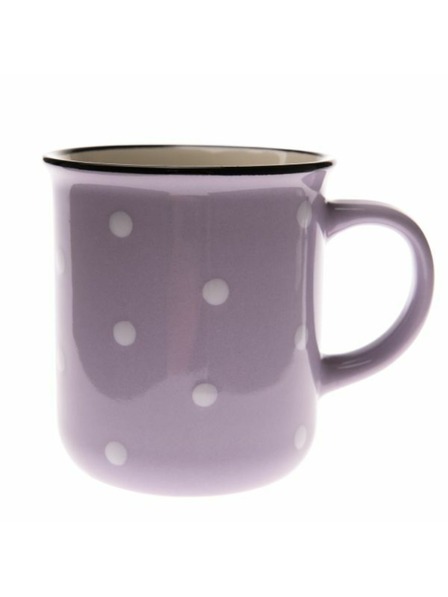 Casa de Engel Keramikbecher - lila mit Punkten, 350ml, 6/36