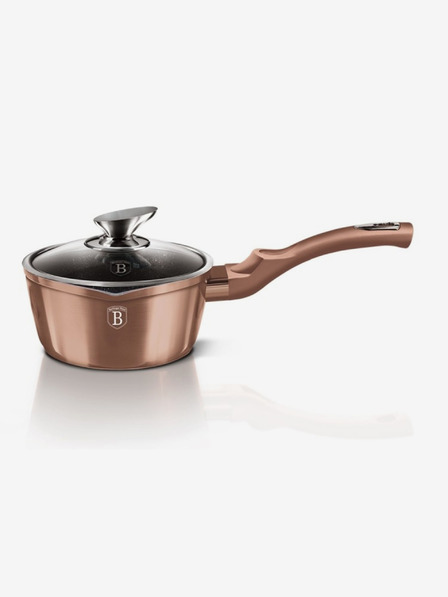 Berlingerhaus Stielkasserolle mit Deckel und Marmoroberfläche 16 cm Rosegold Metallic Line BERLINGERHAUS