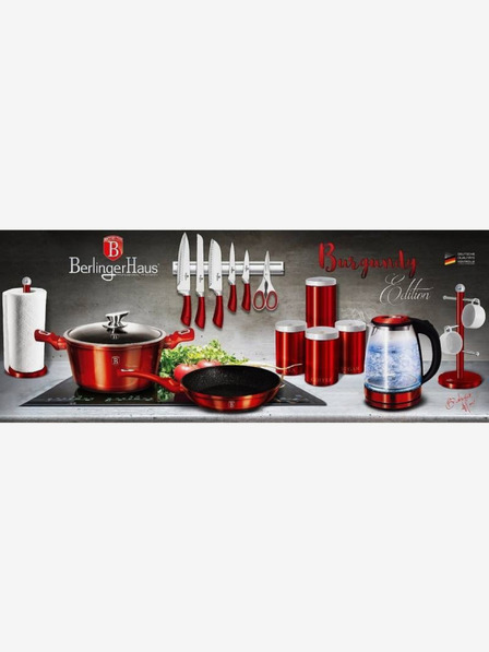 Berlingerhaus Runde Gusseisenpfanne mit Marmoroberfläche und Deckel 24 cm BERLINGERHAUS Burgundy Metallic Line