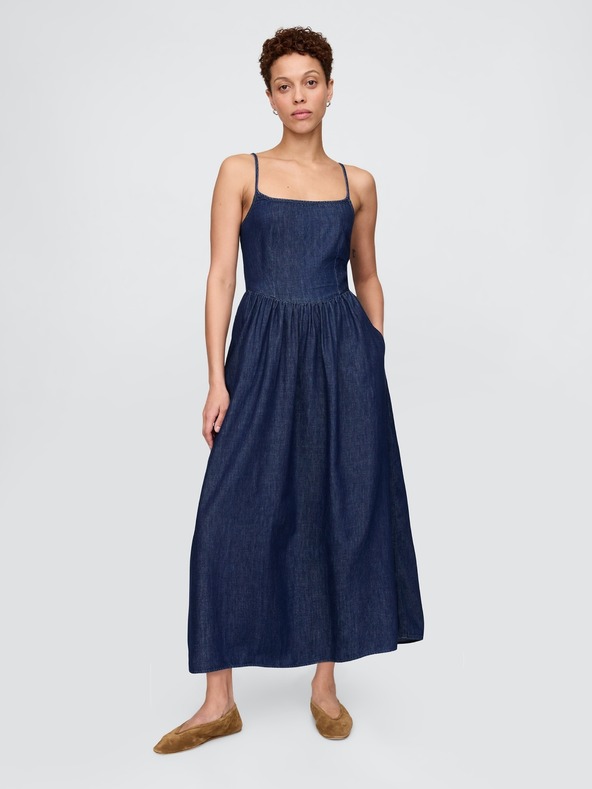 GAP Damen Jeans-Maxikleid mit Taschen GAP