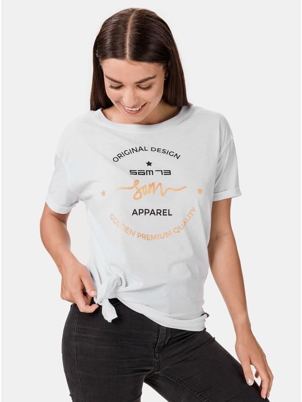 Sam 73 Weißes bedrucktes Damen-T-Shirt SAM 73 Annabel