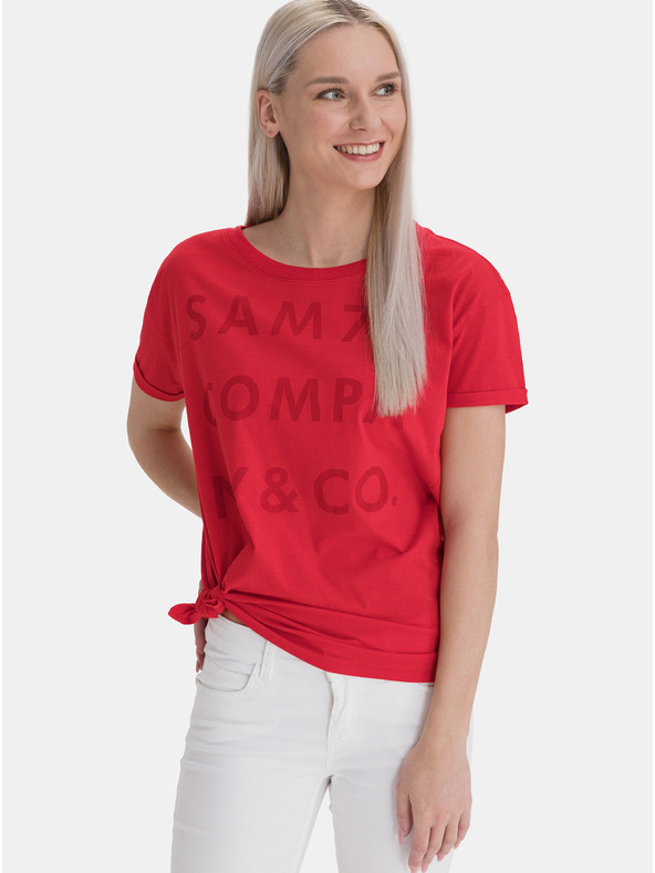 Sam 73 Rotes lockeres Damen-T-Shirt mit SAM 73 Aufdruck