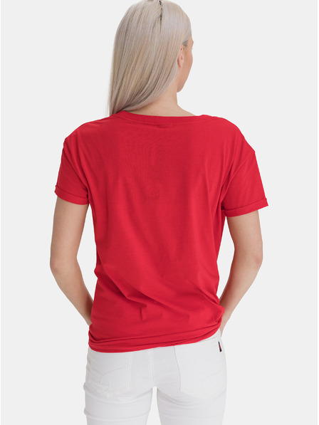 Sam 73 Rotes lockeres Damen-T-Shirt mit SAM 73 Aufdruck
