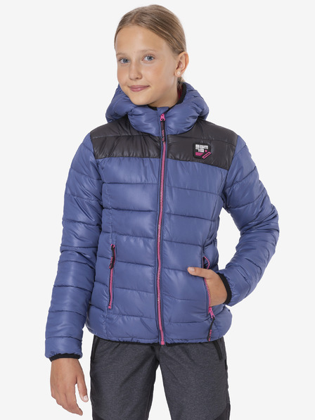 Sam 73 Blaue und schwarze Steppwinterjacke für Mädchen mit Kapuze SAM 73 Eloise