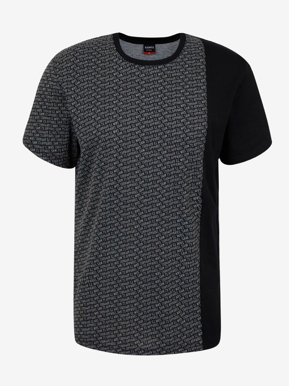Sam 73 Schwarzes gemustertes Herren-T-Shirt SAM 73 Paul