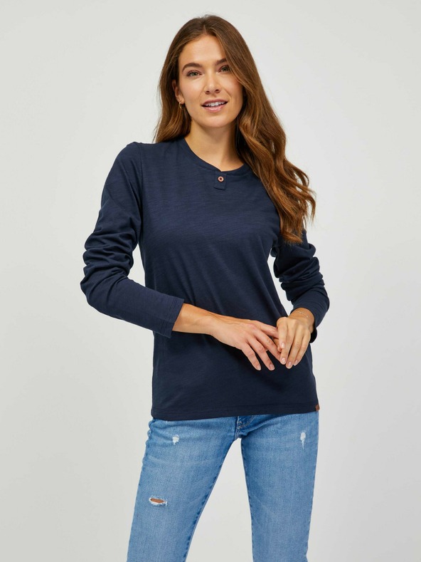 Sam 73 Dunkelblaues Langarm-T-Shirt für Frauen SAM 73 Naivara