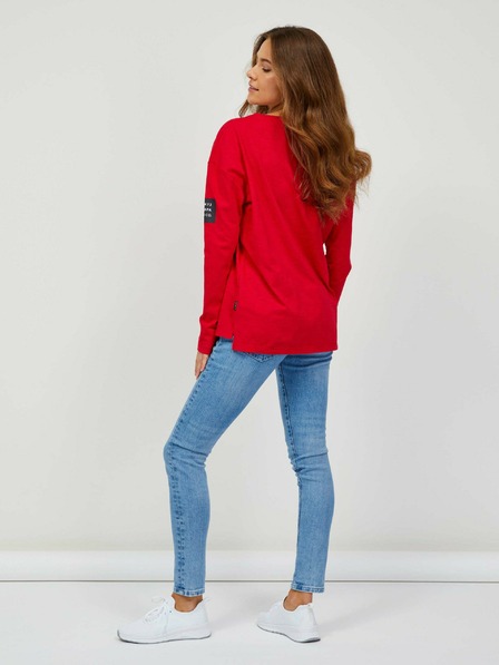 Sam 73 Rotes Basic-Langarm-T-Shirt für Frauen SAM 73 Ariasa