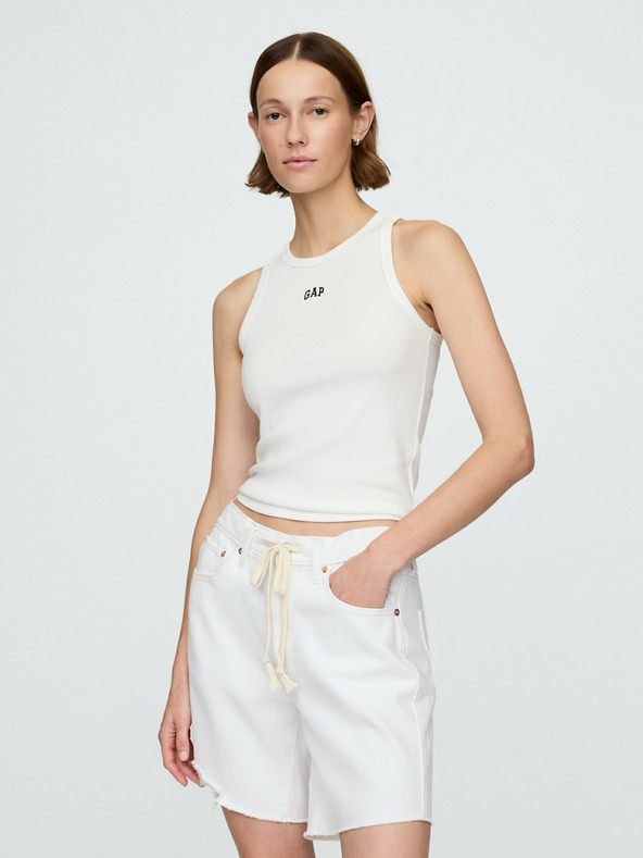 GAP Damen geripptes Top mit Logo Americana GAP