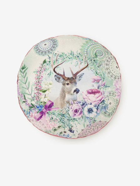 HIP Durchmesser 55 cm - Rosa und grünes Wendekissen mit HIP Romini-Motiv