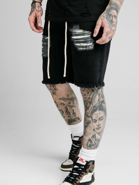 Siksilk Schwarze Herren Jeans-Shorts SikSilk