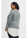 Fransa Grau gestromter Damenpullover mit Hemdeinsatz Fransa