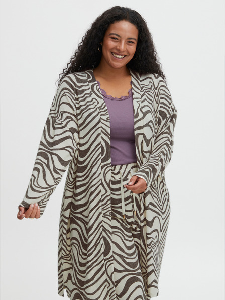 Fransa Braun-weiß gemusterte Damenstrickjacke Fransa