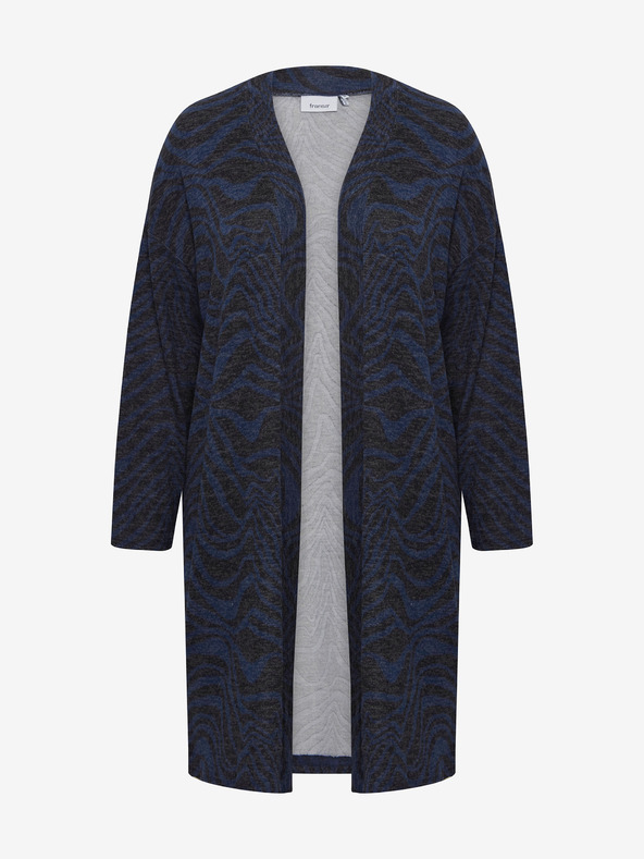 Fransa Dunkelblau gemusterte Damen Strickjacke Fransa