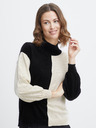 Fransa Cremefarbener und schwarzer Damenpullover Fransa