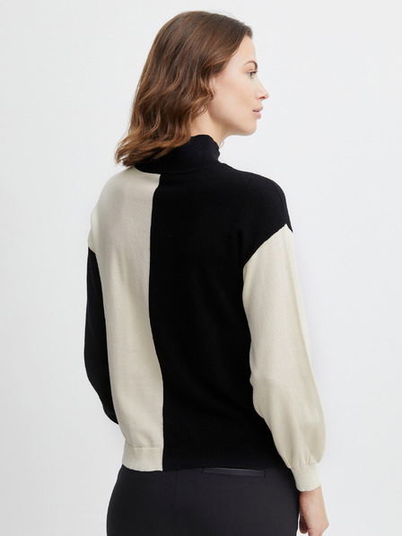 Fransa Cremefarbener und schwarzer Damenpullover Fransa