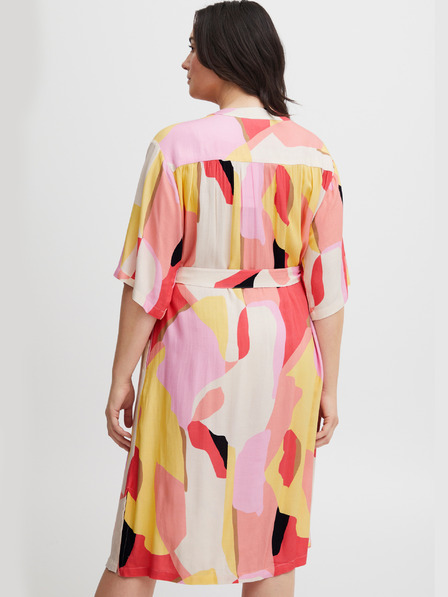 Fransa Weiß-rosa gemustertes Hemdblusenkleid für Damen Fransa
