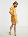 Fransa Weißes und orangefarbenes gemustertes Damenkleid Fransa