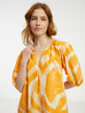 Fransa Weißes und orangefarbenes gemustertes Damenkleid Fransa