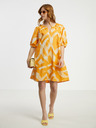 Fransa Weißes und orangefarbenes gemustertes Damenkleid Fransa