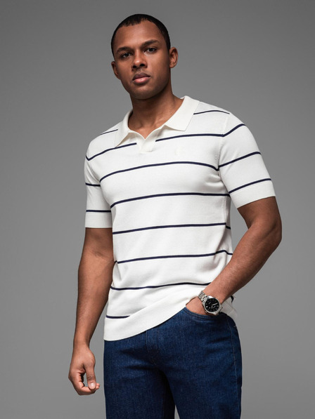 Ombre Clothing Herren-Poloshirt aus Viskose mit horizontalen Streifen Ombre Clothing
