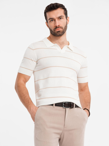 Ombre Clothing Herren-Poloshirt aus Viskose mit horizontalen Streifen Ombre Clothing
