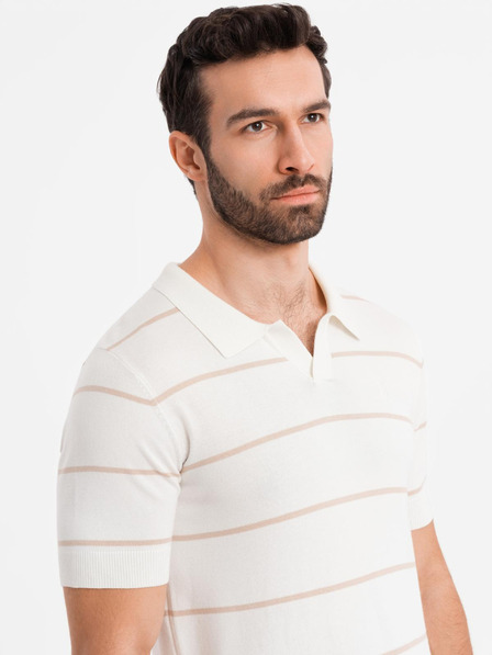 Ombre Clothing Herren-Poloshirt aus Viskose mit horizontalen Streifen Ombre Clothing