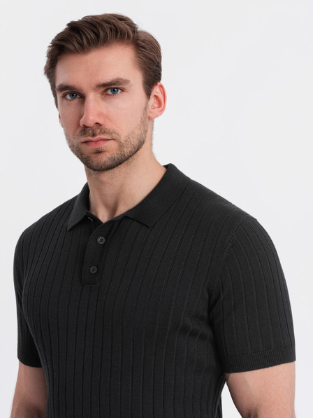 Ombre Clothing Herren-Poloshirt SLIM FIT aus Viskose mit vertikalen Streifen Ombre Clothing