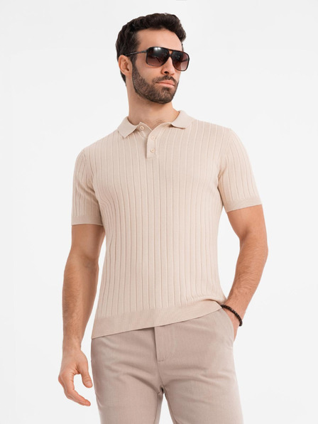 Ombre Clothing Herren-Poloshirt SLIM FIT aus Viskose mit vertikalen Streifen Ombre Clothing