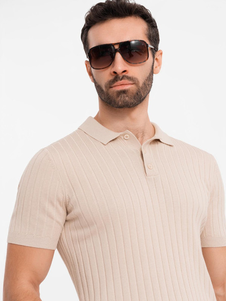 Ombre Clothing Herren-Poloshirt SLIM FIT aus Viskose mit vertikalen Streifen Ombre Clothing