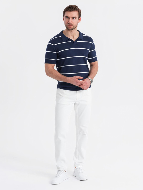 Ombre Clothing Herren-Poloshirt aus Viskose mit horizontalen Streifen Ombre Clothing